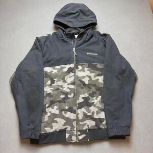 Columbia Camouflage Hooded Jacket XL Outdoor Zip Up Coat